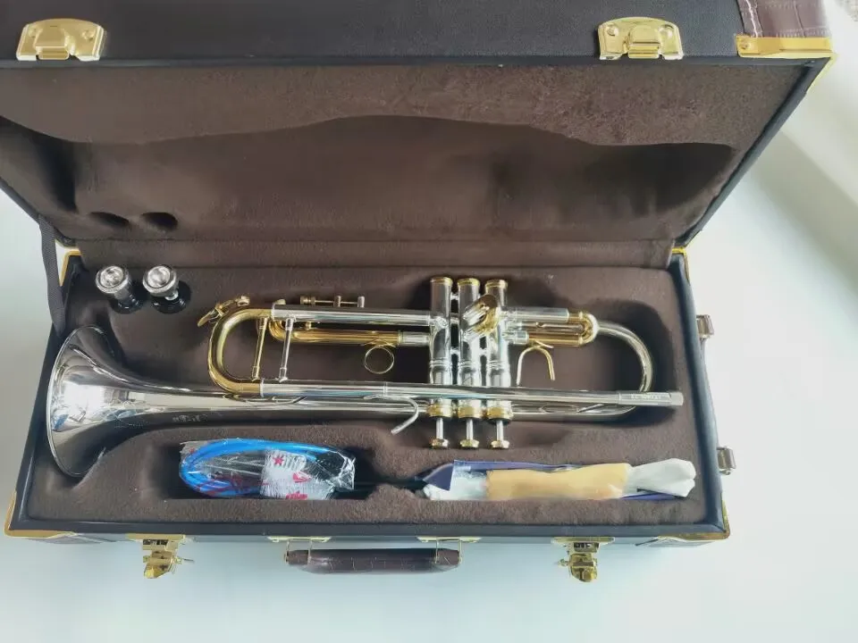 

Новая трумпетная трубка Stradivarius LT180S-72 Bb, посеребренная, музыкальный инструмент, мундштук, профессиональный класс