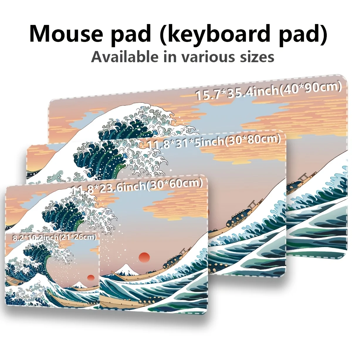 1pc Wave Large Mouse Pad, Gaming Laptop Mouse Pad, PC Keyboard Non-Slip Rubber Desk Mat, Desk Drawing Mat - for Work, Gaming, Office, Home - Gift for