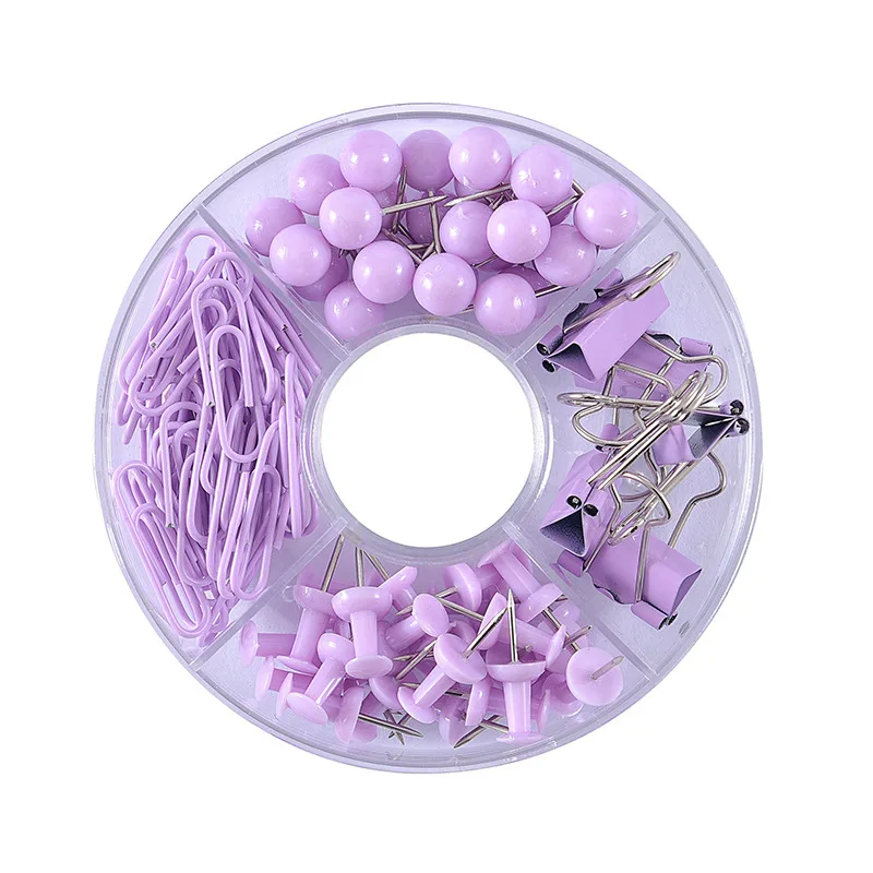 

105 Pcs/Box 4 Kinds of Office Study Binder Clips Push Pins Receipt Binding Clamp With Storage Box Office School Supplies Set