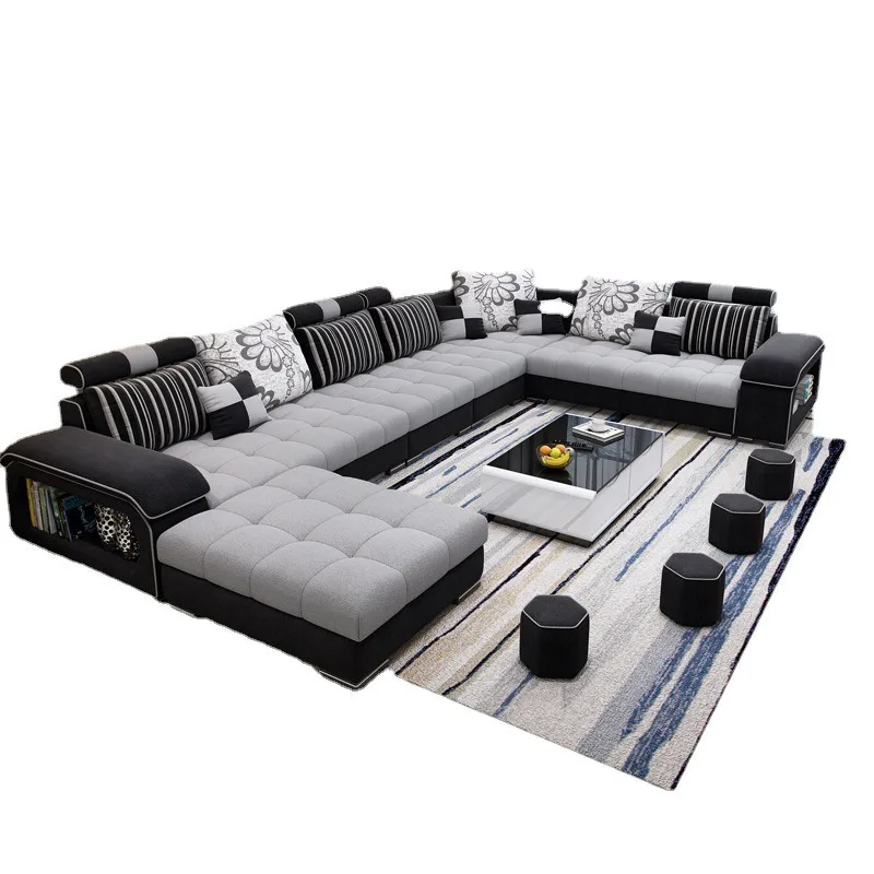 Simple modern fabric sofa size apartment living room light luxury cloth sofa set combination furniture