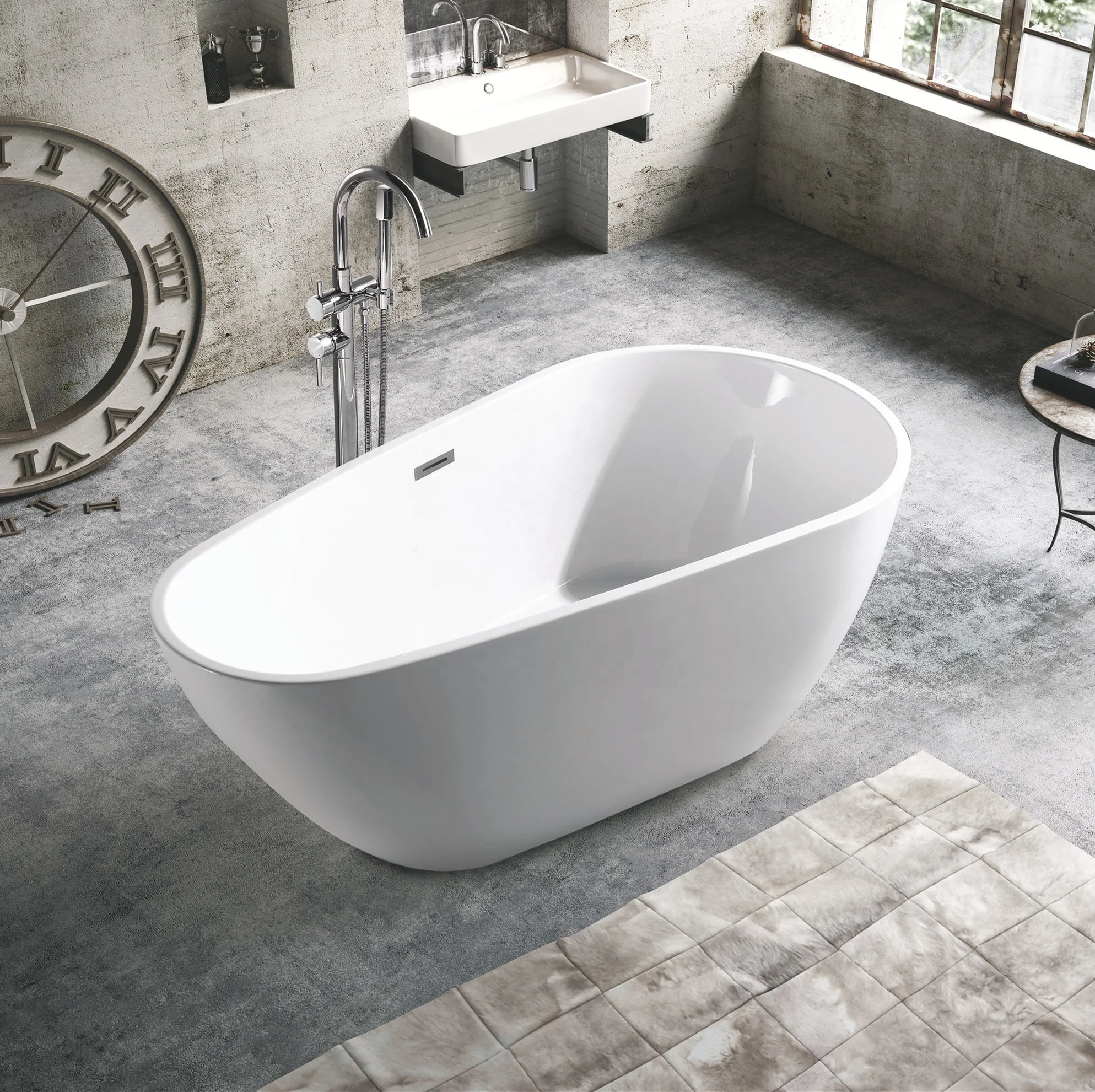 

Hot Sale Modern Freestanding Design With Wavy Combining Luxury Elegance Bathtub For Hotel Bathing Space