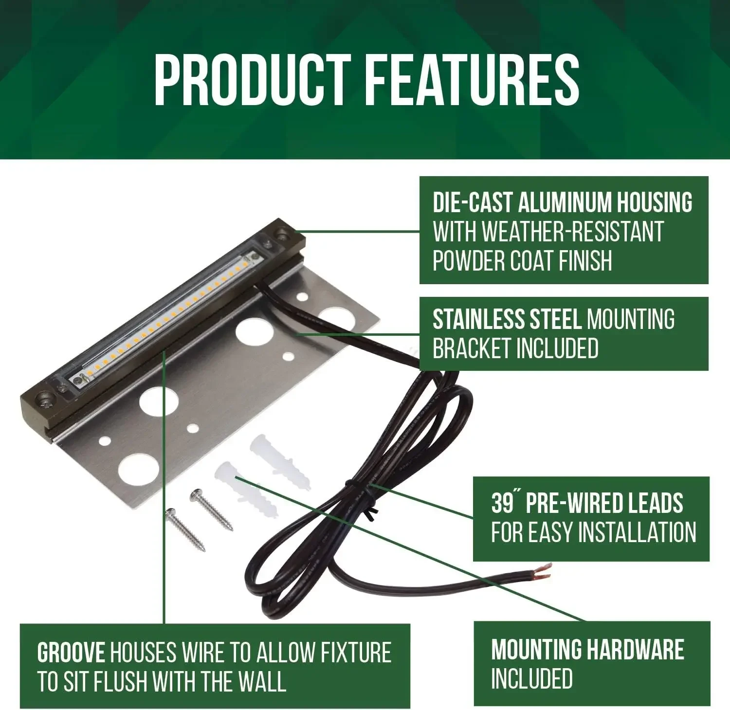 Wall LED Hardscape Light, Paver Light Source, 6.8 "Long, 4W integrado, 2700K