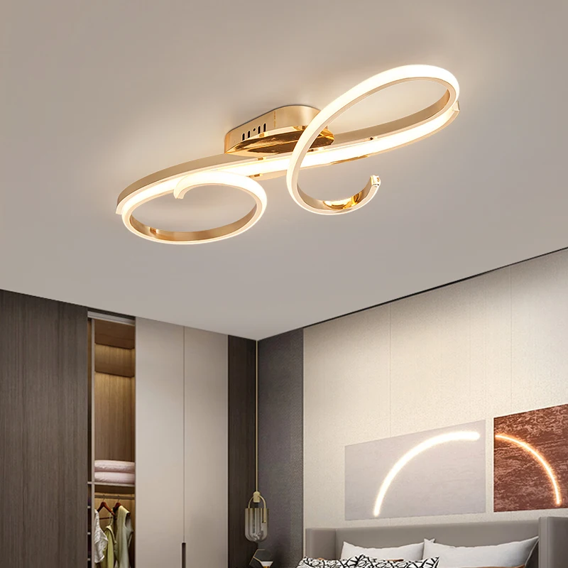 مصباح غرفة المعيشة بسيط الحديثة LED الثريا المنزل الذهب الأسود كروم غرفة الطعام غرفة نوم مصباح السقف تركيبة إضاءة داخلية