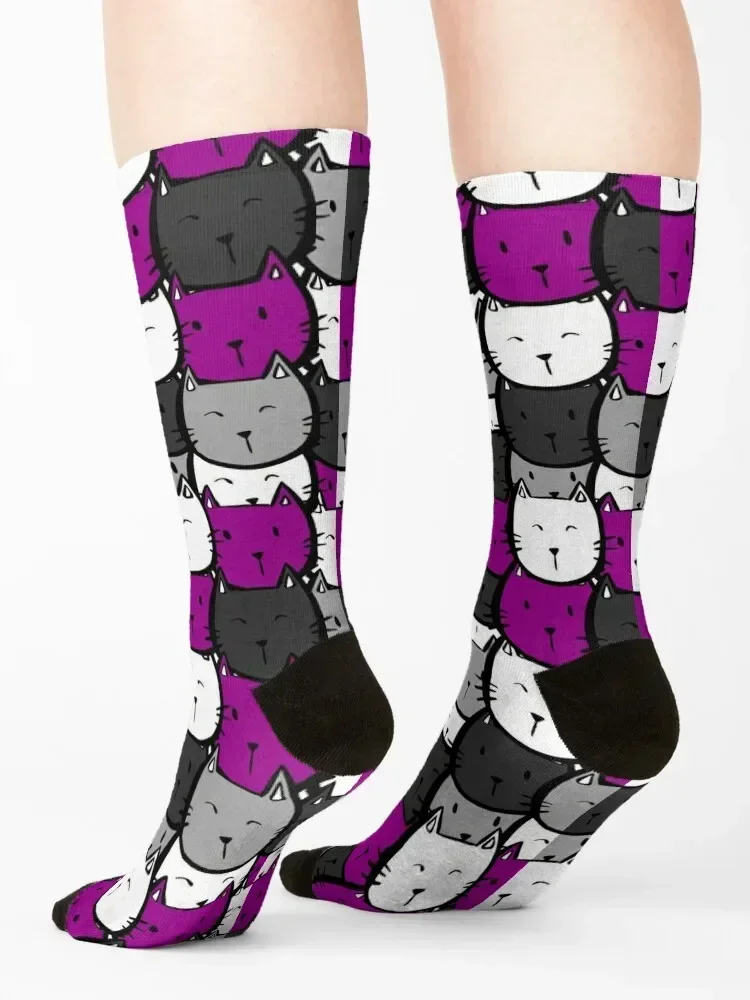 Subtle Ace Flag Cat Pattern Socks custom sports winter gifts Lots luxury Women's Socks Men's