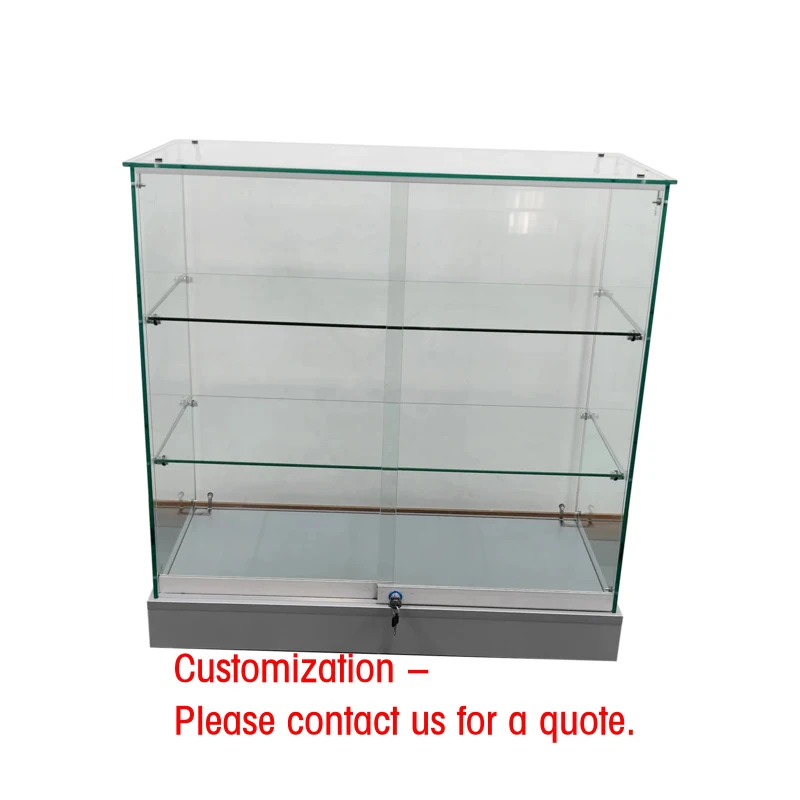 custom.HIKUYA Full Glass Display Cabinet with Toughened Glass and Sliding Door Modern Style Custom Color