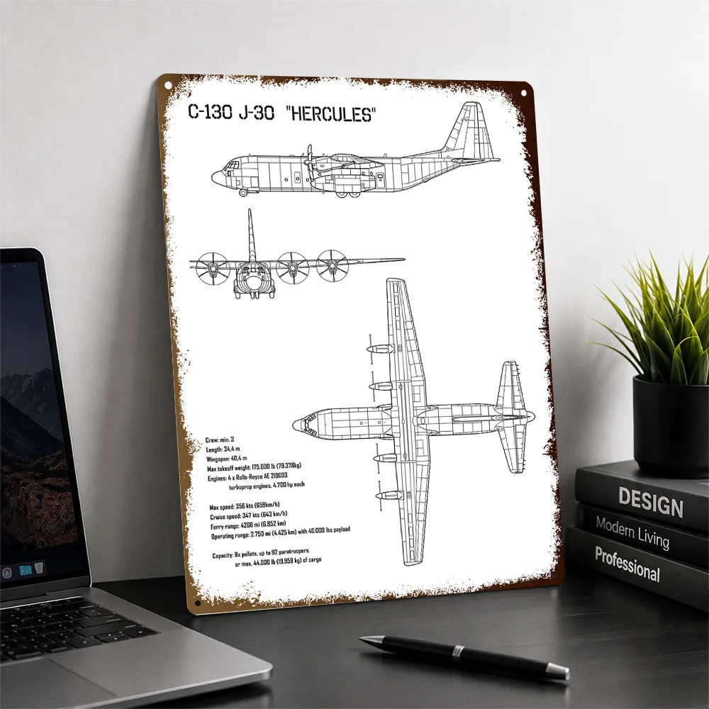 C-130 Hercules In Flight Aluminum Poster Personalized Metal Sign Pilot Heritage Wall Art Enhances Hangar Offices And Libraries