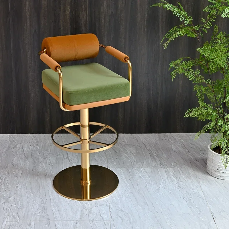 

Boutique Modern Metal Bar Stools Light Luxury Stools Cafe Counter Swivel High