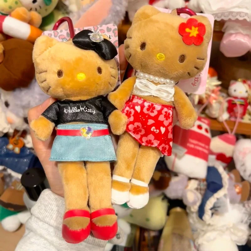 Anime Hello Kitty Hibiscus Black Plush Toy Keychain Leopard Print Skirt KT Long Legs Baddie Outfit Kitty cat Stuffed doll charm - view 4