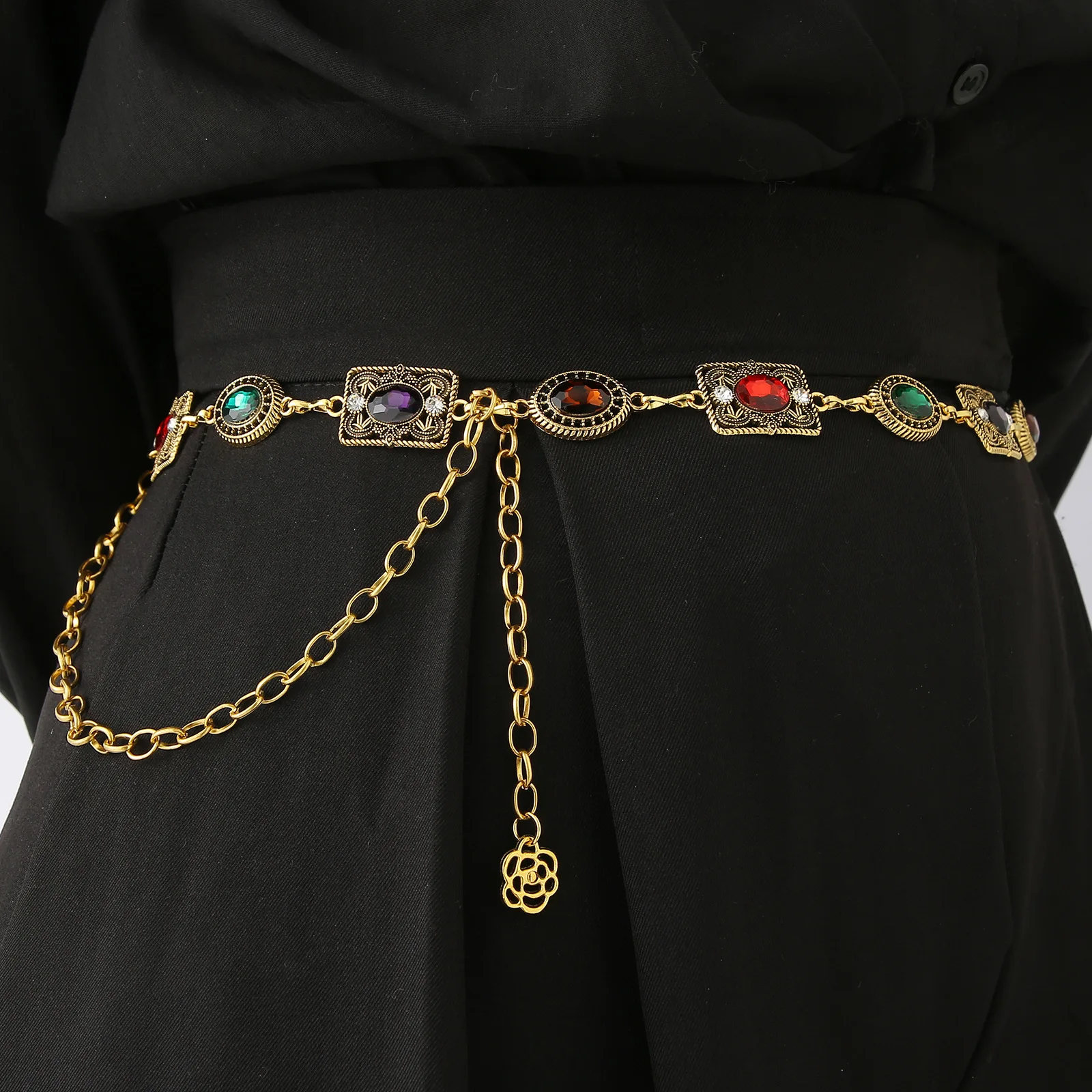 

Women's Retro Golden Silver Metal Chain Waist Belt Fashion High-quality Popular Trend Retro Belt for Pants Jeans Dress