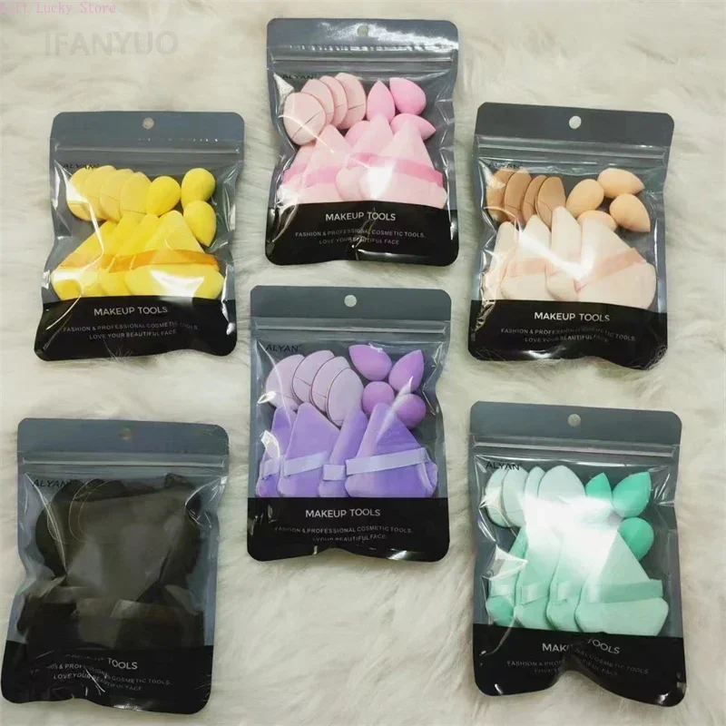 Ensemble de bouffantes cosmétiques multicolores, poudre de fond de teint douce, éponge de maquillage, œuf rose violet, outils de maquillage, accessoires, vente en gros, 12 pièces