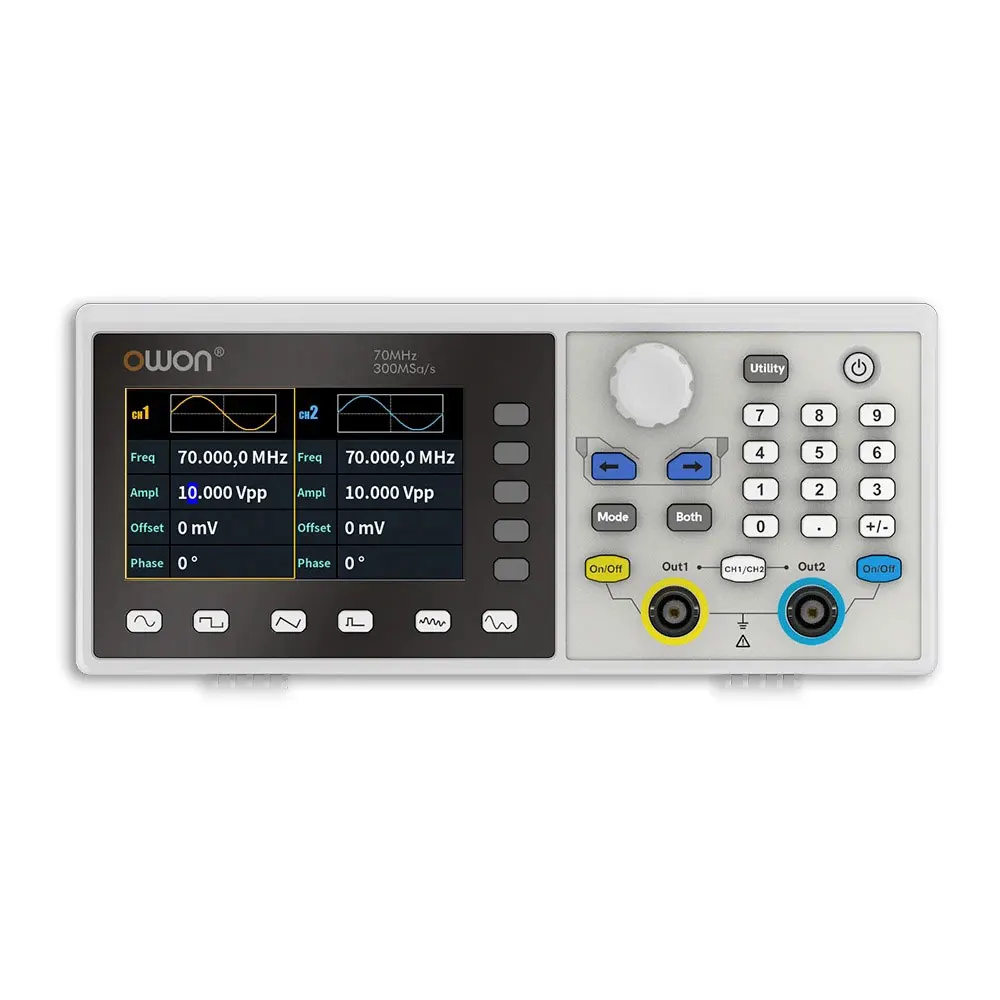 OWON DGE2070 70MHz Waveform Generator 300MSa/s 2-Channel Function Generator with 3.6 Inch LCD Support PC Remote Control