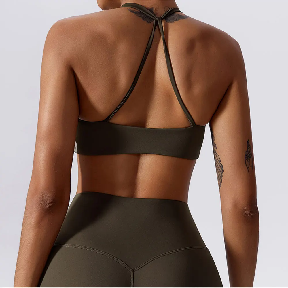 Soutien-gorge push-up de sport à fort impact pour femme, sous-vêtement sexy de yoga et fitness