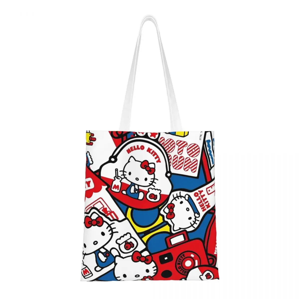 

Hello Kitty Canvas Tote Bag Fashion Large Capacity Grocery Bag for Women Shopping Bags