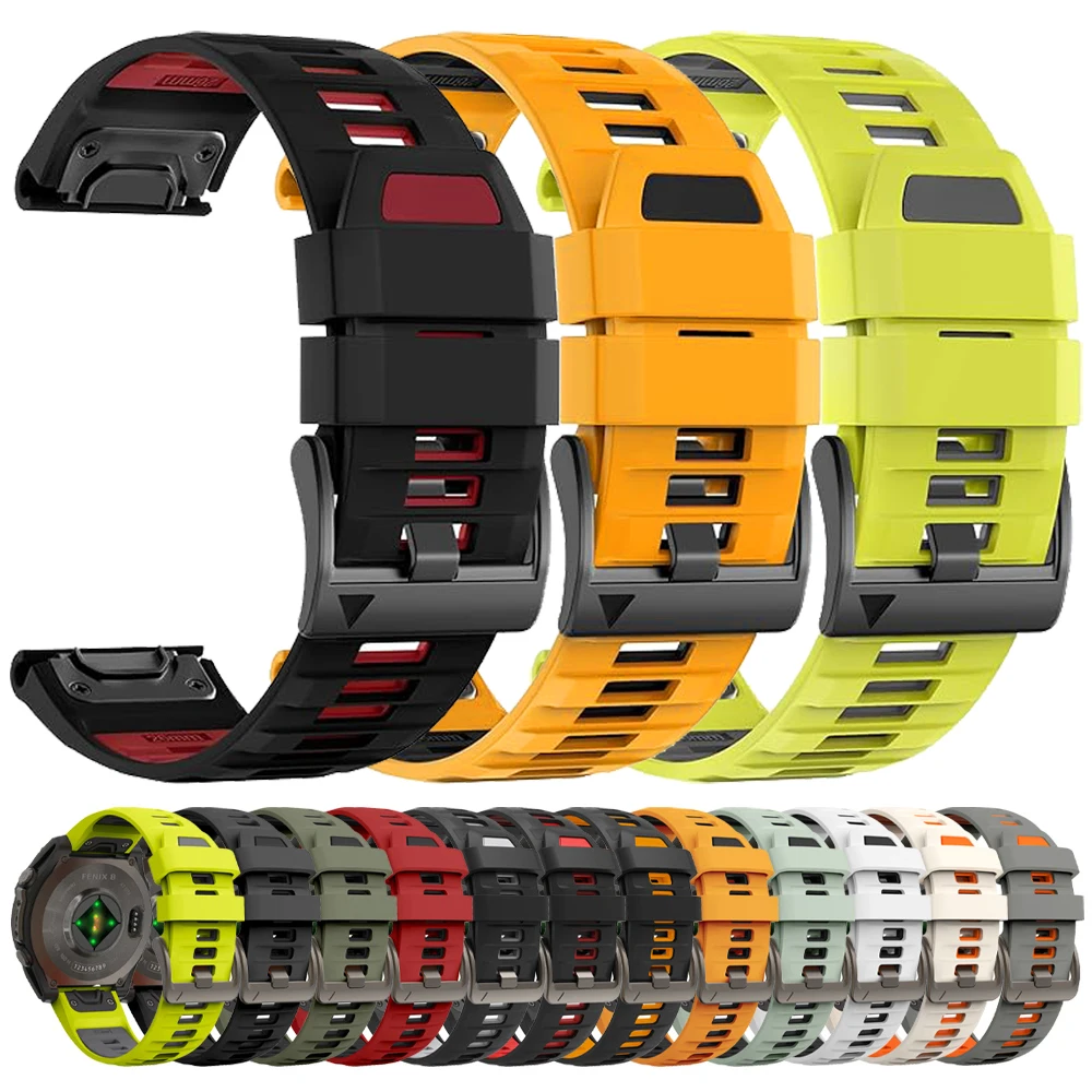 Image of QuickFit Silikon 22 26 mm Armband für Garmin Fenix 8 E 7X 7Pro 6X 6 5X 5 Plus Armband Forerunner 965 955 Tactix 8 Sportarmband