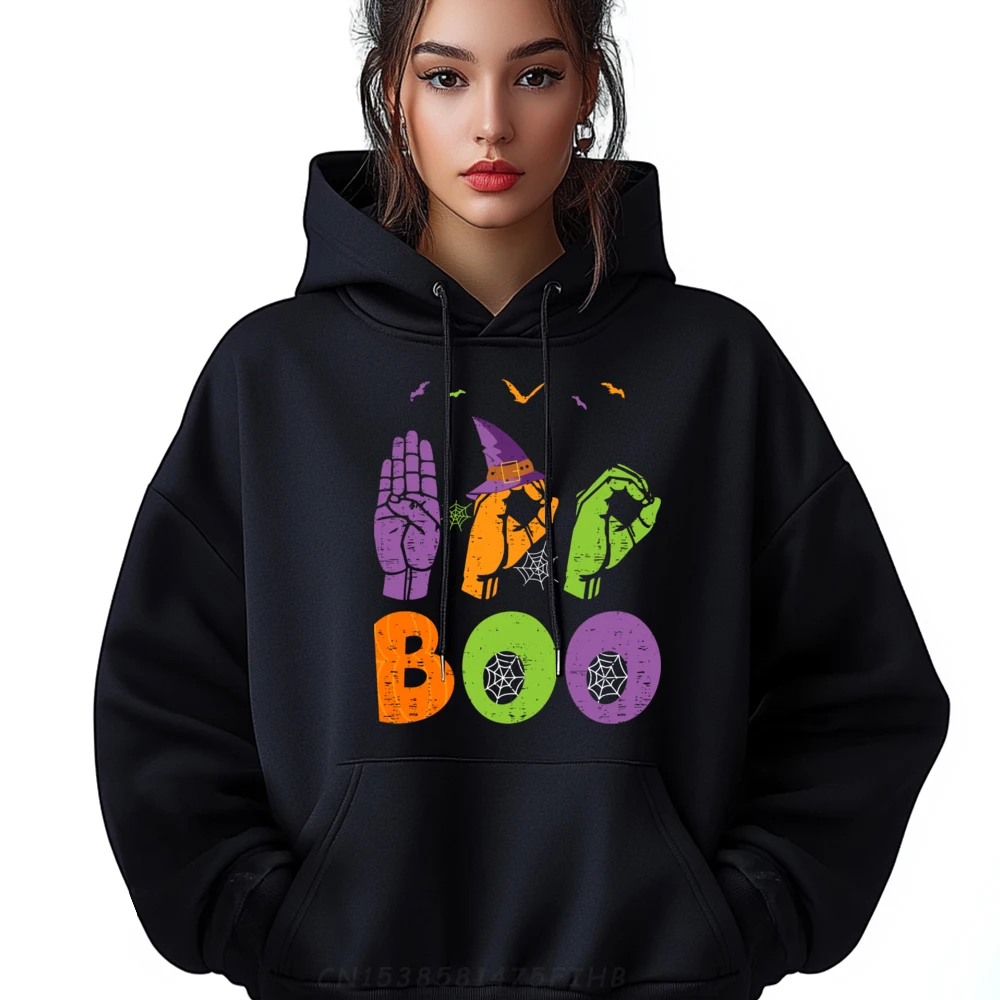 

Boo Hands American Sign Language Pride ASL Halloween Brand Hoodies Oversized Hoodies Camisetas Hombre Geek