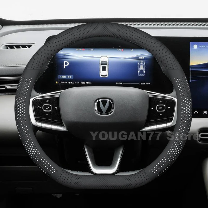 

Leather Car Steering Wheel Cover For Changan cs55 plus 2020-2026 Covers For Covers Auto interior Changan cs55 plus Accessories