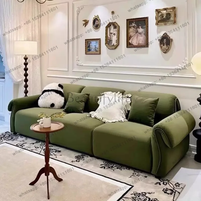 French octopus sofa retro dark green fabric sofa bed customization