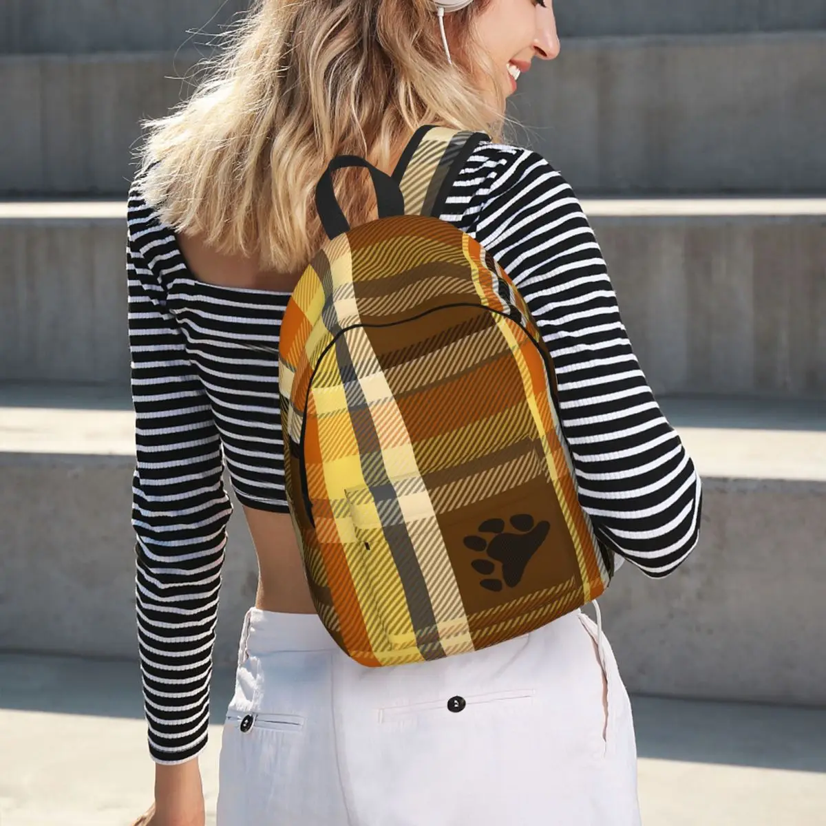 Distressed Gay Bear Pride Flag Stripe LGBT Lesbian Student Backpack School Bag Daypack for Boys Girls Bookbag Shoulder Bag