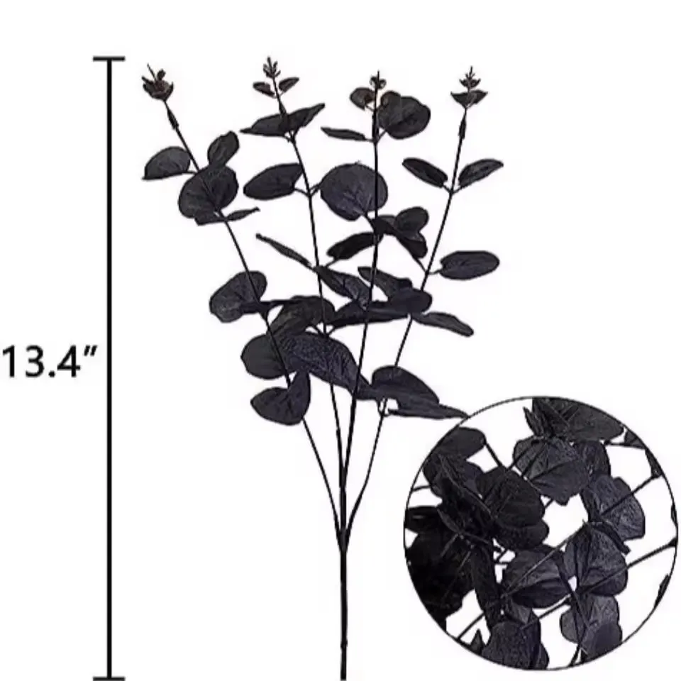 Artificial Autumn Bouquet White Fake Plant Decoration Artificial Eucalyptus Leaf Branch Long Lasting 4 Fork Eucalyptus Bundle
