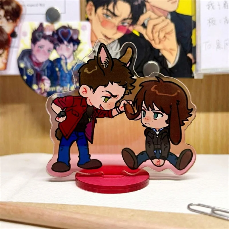TV SPN Supernatural Sam Dean Cosplay Stand Model Plate Acrylic Desktop Figure Ornaments Accessories Figurine Decoration Props