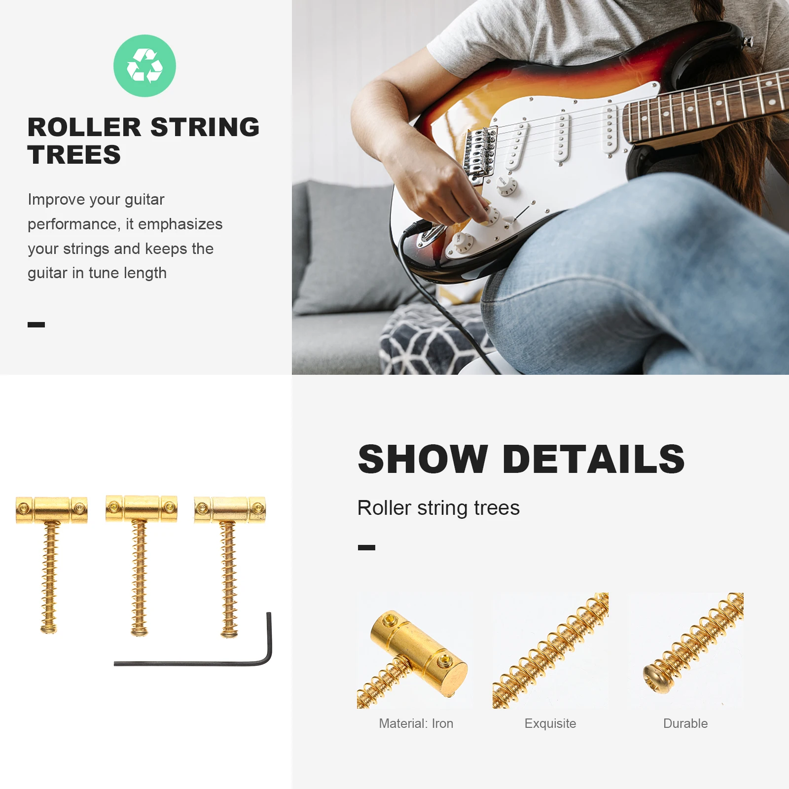 

1 set 1 Set Metal Electric String Tree Retainer Guide Replacement Parts Accessory Durable Hardened Steel Tuning Stability Guitar