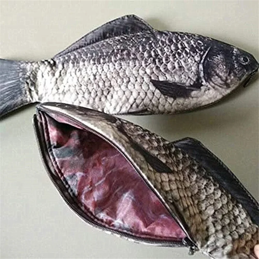 Federmäppchen in Fischform, Neuheit, Fisch-Stifttasche, Fisch-Geldbörse, lustiges Federmäppchen, Geschenke für Bürobedarf