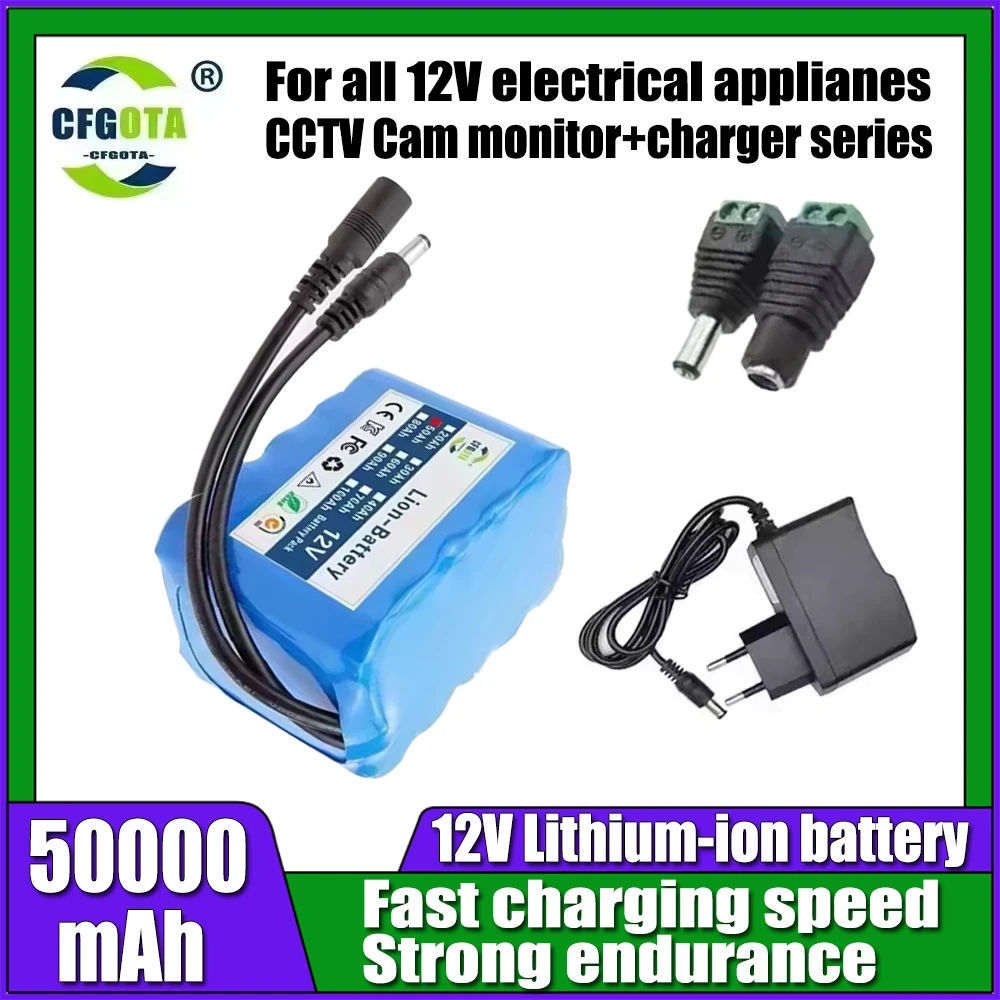 12V 20Ah-50Ah 3S2P-3S5P 18650 Lithium ion Rechargeable Battery with BMS Lithium Battery Pack Protection Board  Strong endurance