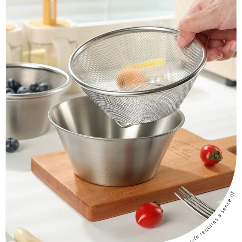 

LMM stainless steel washing fruit drain basket small plate filter leakage bowl net basket vegetable basin