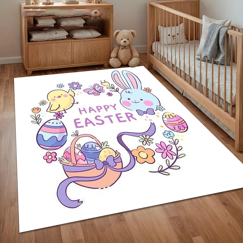 

Модные коврики с изображением пасхального кролика и цыпленка, милые мягкие нескользящие коврики — незаменимые аксессуары для детских комнат и праздничных семейных пространств.