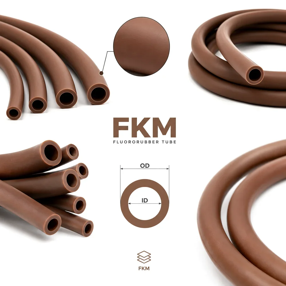 Brown FKM Rubber Hose ID 2 3 4 5 6 7 8 10 12 14mm Anti permeability/sealing/anti-aging/new energy equipment pipeline