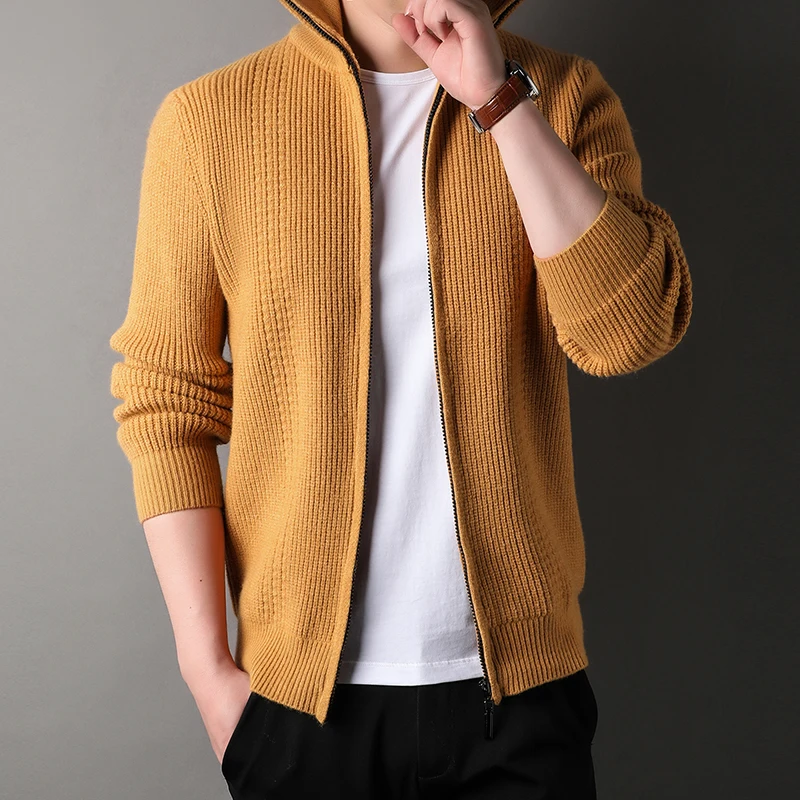 

Brand Clothing Cardigan Sweaters Mens Casual Zipper Solid Color Business Sweaters Mens New Winter Fashion Sweater Coats 3XL-M