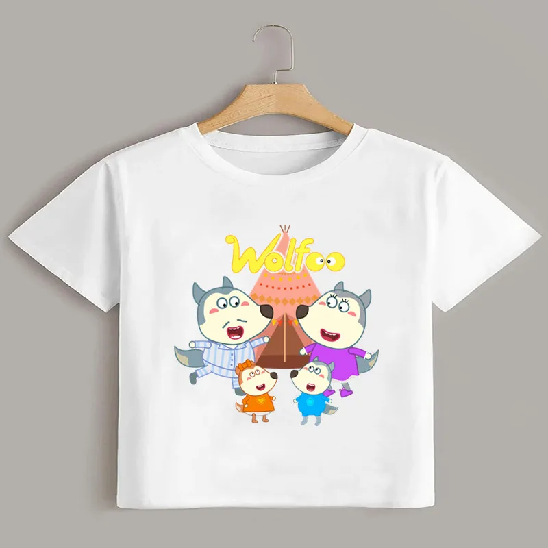 

Cute Wolfoo Dog Lucy Print Cartoon Kids T shirt Girls New Summer Tops Baby Boys Clothes Funny Children Short Sleeve T-shirt