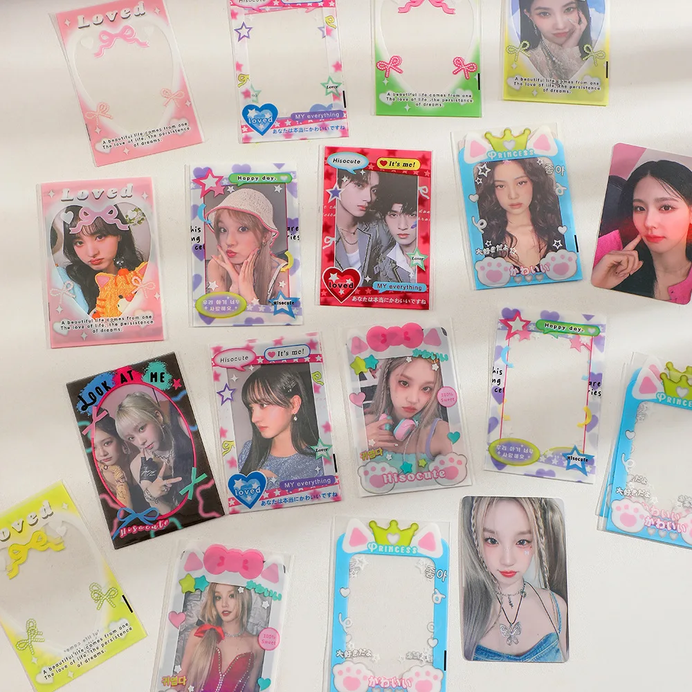 MINKYS 20pcs/pack Pack Kawai 3 inch Kpop Photocard Frame Photo Decorative PP Sleeves Bag School Stationery