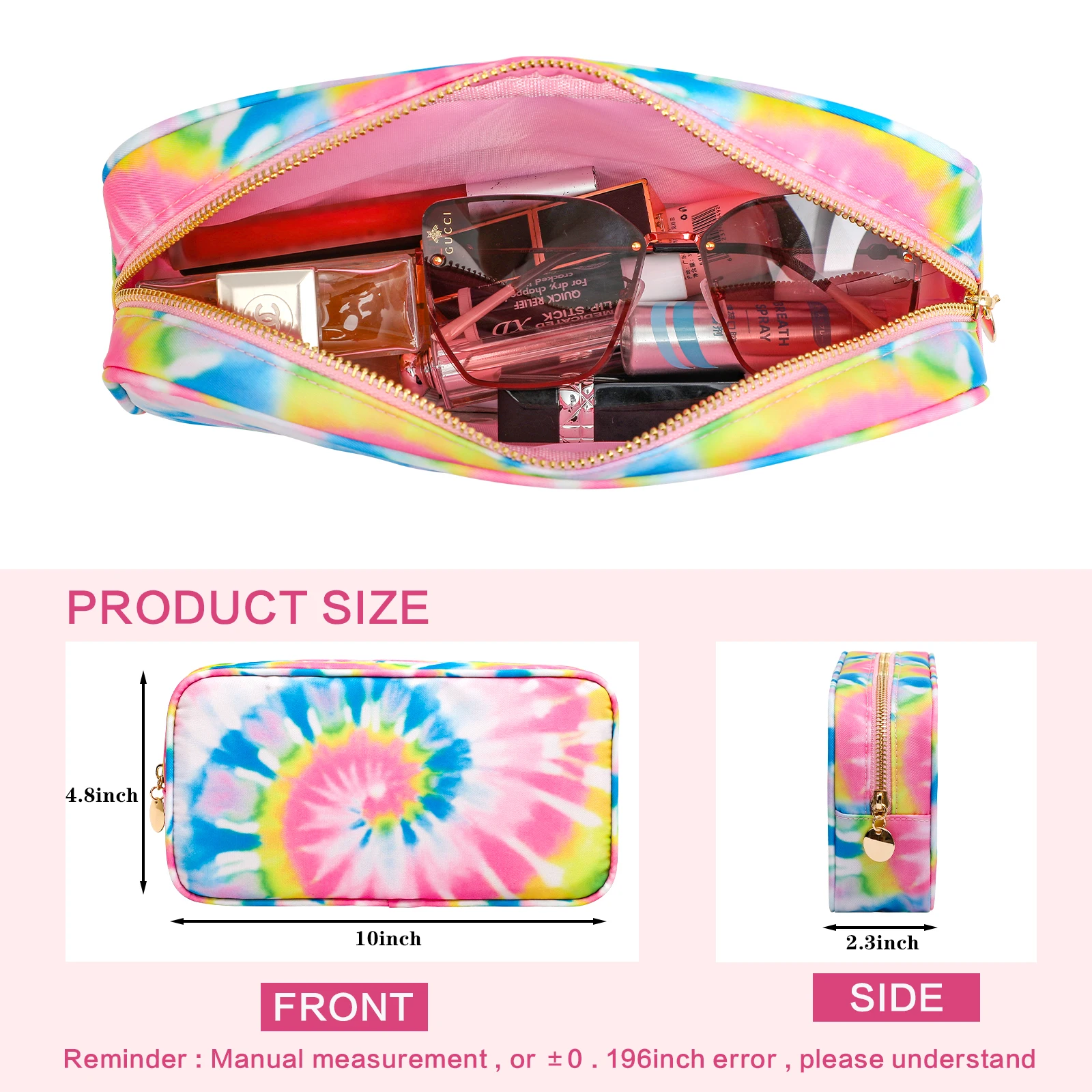 Nylon Cosmetic Bag Travel Makeup Pouch Women Girls Toiletry WaterProof Multifunction Organizer Storage Braced Pen Case Holder