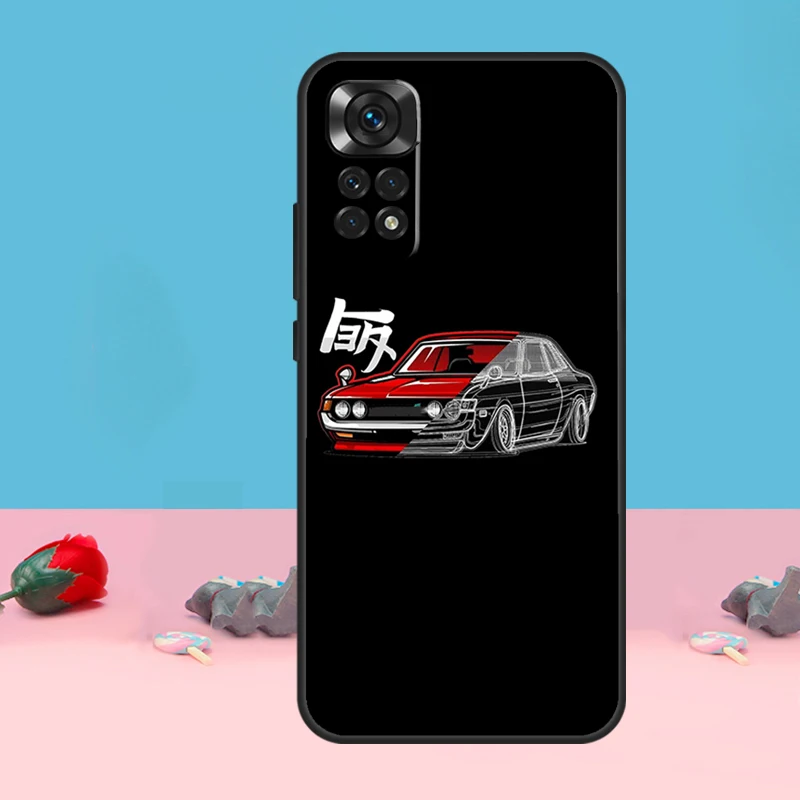 Etui na telefon Xiaomi Redmi Note 14 13 12 10 11 Pro 11S 12S z motywem sportowego samochodu JDM Drift, etui na Redmi 15 15C 10C 12C 13C 14C
