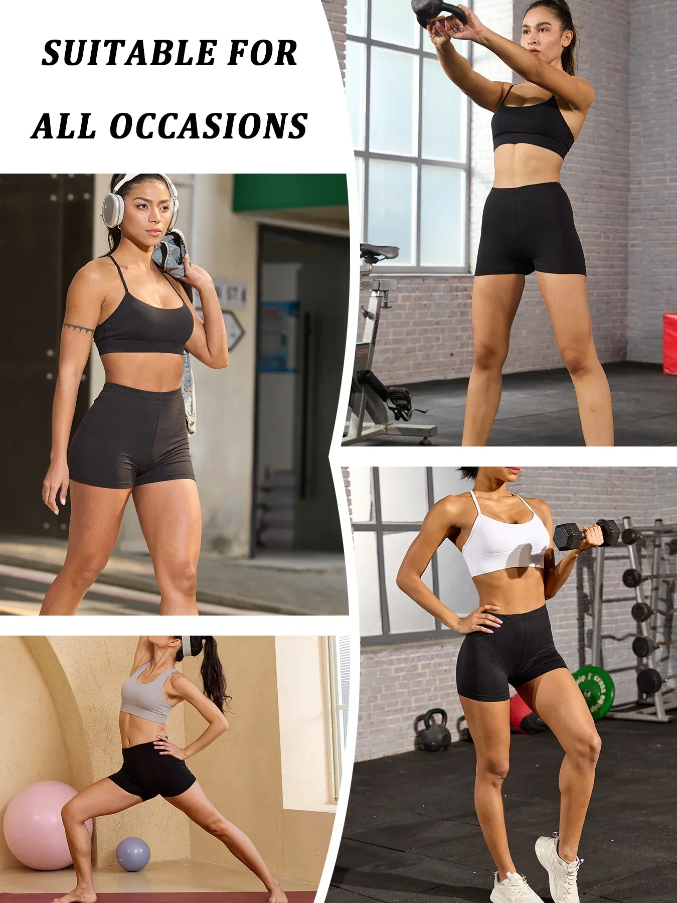 3er-Pack Sport-Biker-Shorts mit hoher Elastizität für Damen, superweich, nicht sichtbar, für Yoga, Laufen, Push-Up, Fitnessstudio, Fitness, Damen-Sportbekleidung