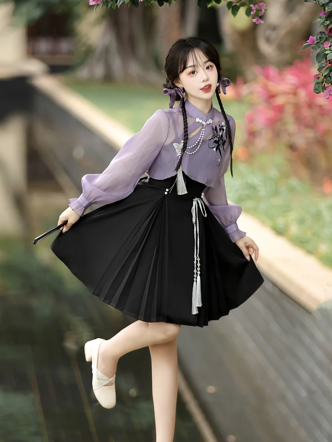 New Chinese Style Hanfu Embroidered Suspender Skirt Top Suit Women's Summer