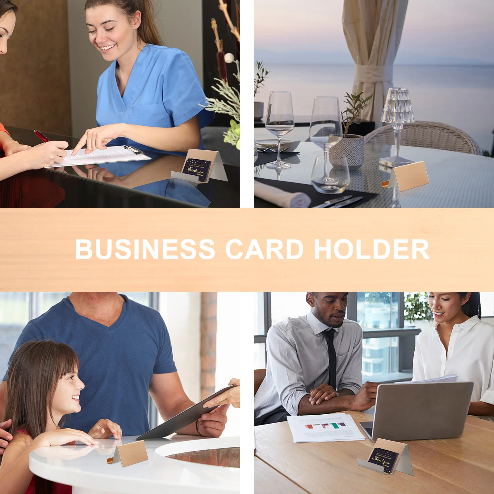 Business Card Holder Photo Table Number Stands Phone for Desk Display Organizer Name Rack Steel Cards Bracket Office