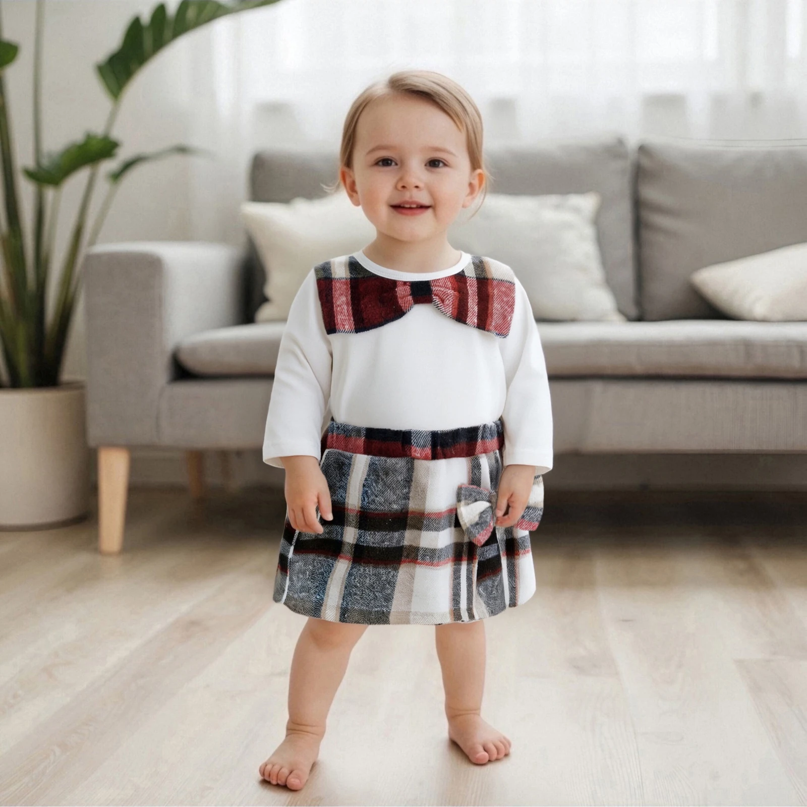 

Baby Girl Fall 2Pcs Outfits Long Sleeve Bow Collar Tops Skirt Shorts Clothing Set Toddler Clothes