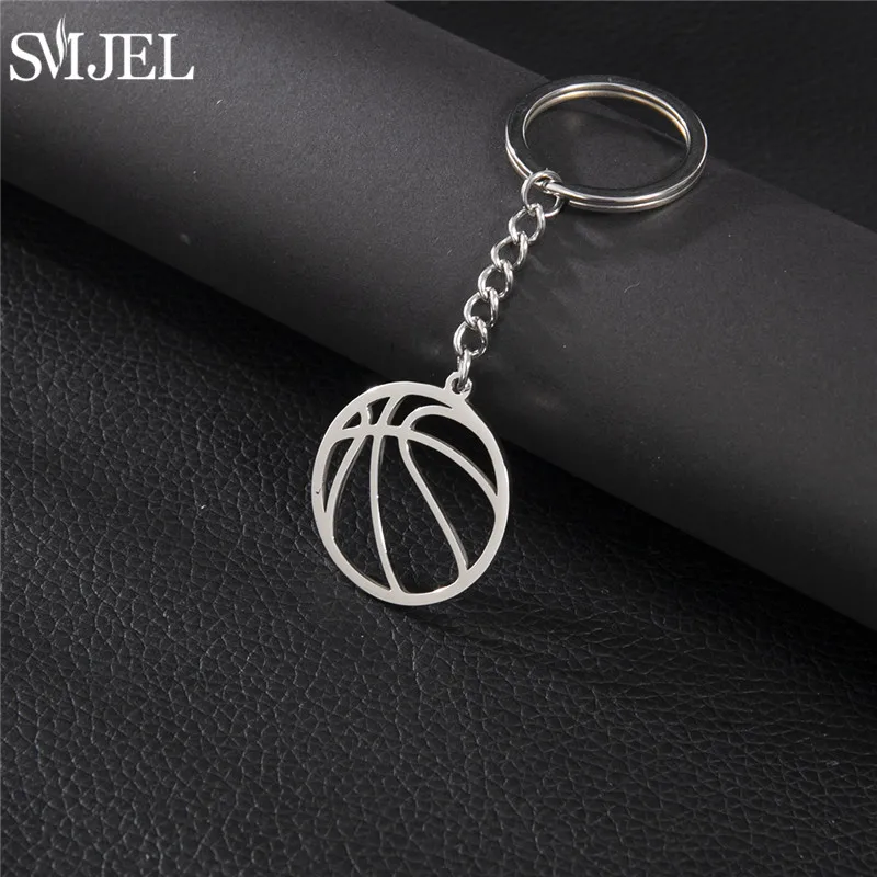 Mode Basketball Anhänger Schlüsselanhänger Edelstahl Fußball Schlüsselanhänger Ball Sport Fans Geschenk für Männer Freunde