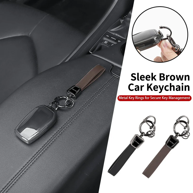 Universal Car Keychain Leather Key Metal Buckle Keyring Interior For Volvo XC90 XC60 S60 V40 V50 V60 T6 XC40 V70 V90 S90 S80