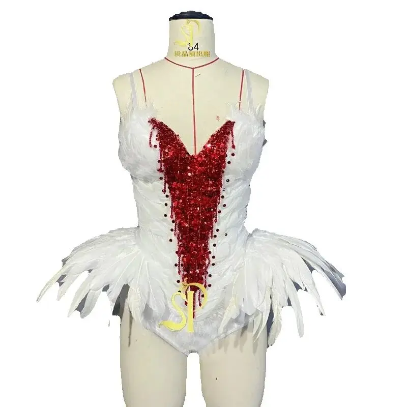 ชุดบอดี้สูทขนนกแฟชั่น ชุดเรฟ คอสเพลย์ ชุดนักเต้นโกโก้ ชุดผู้หญิงเซ็กซี่ประดับเพชร ชุดเรฟ คาบาเรต์ ชุดการแสดงงานคาร์นิวัล ชุดสาวโชว์