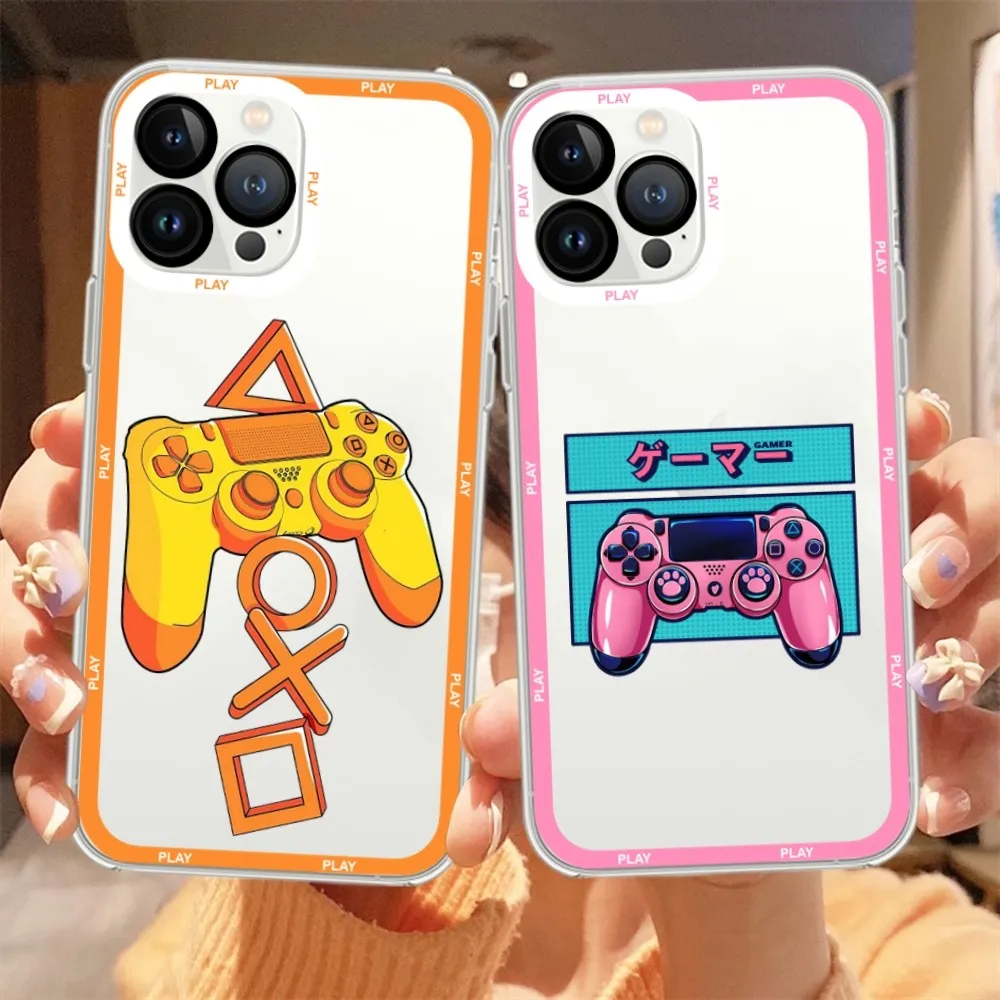 P-Plays S-Stations Game Phone Case For iPhone 11 12 Mini 13 14 15 Pro Max Transparent Shell