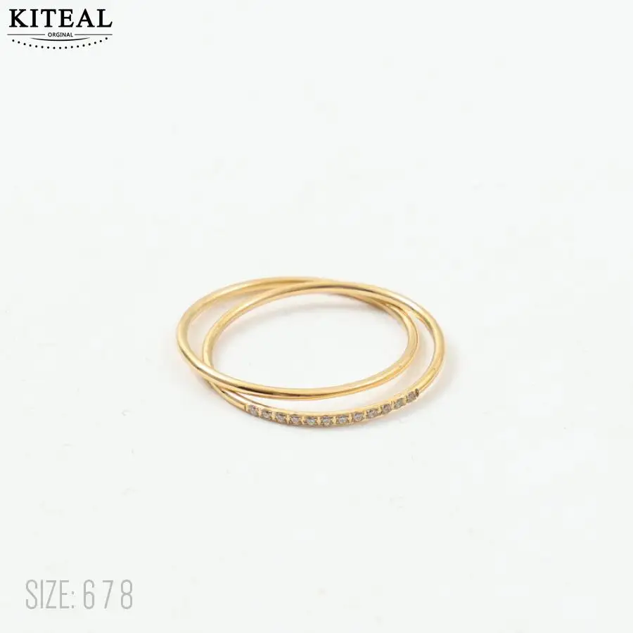 KITEAL Hot Gift 18KGP Gold plated size 6 7 8 Girlfriend Engagement rings Seamless Double Ring 12 Zircon Ring opal christmas gift