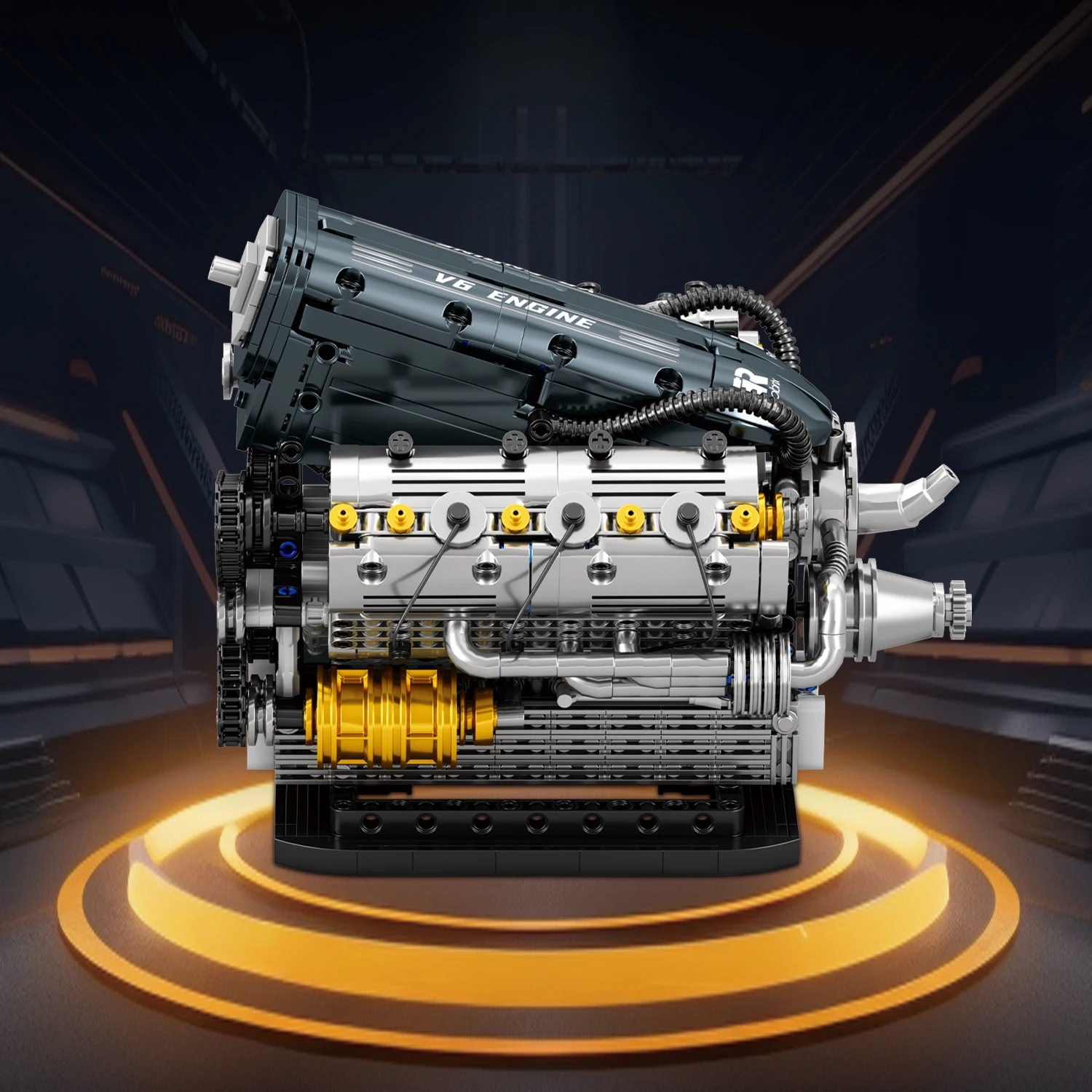 

V6 Engine Model Building Blocks Kit That Runs, Physical Science Experiment Building Set for Adults Teens, STEM Toy Gift for Boys