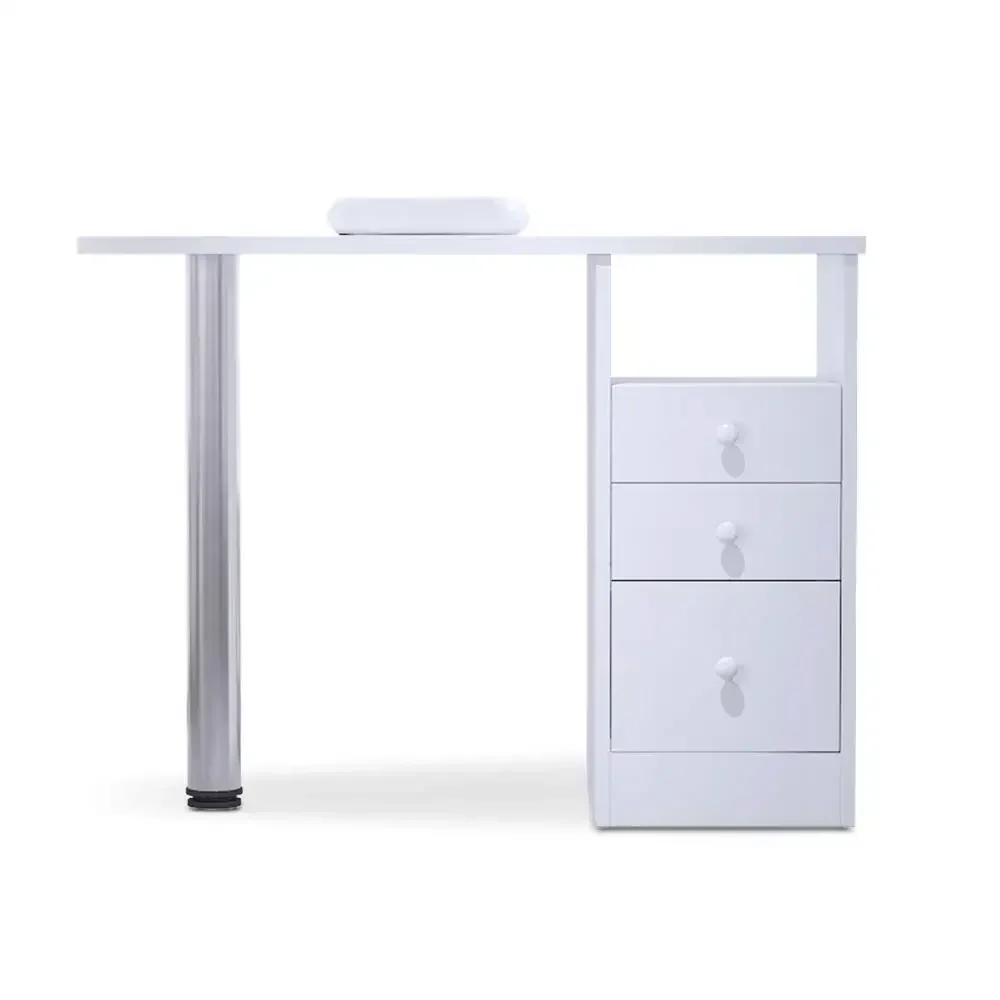 Paddie Manicure Table Nail Desk, Nail Table Station for Nail Tech Professional  & Client Wrist Pad, Acetone Resistant (White)