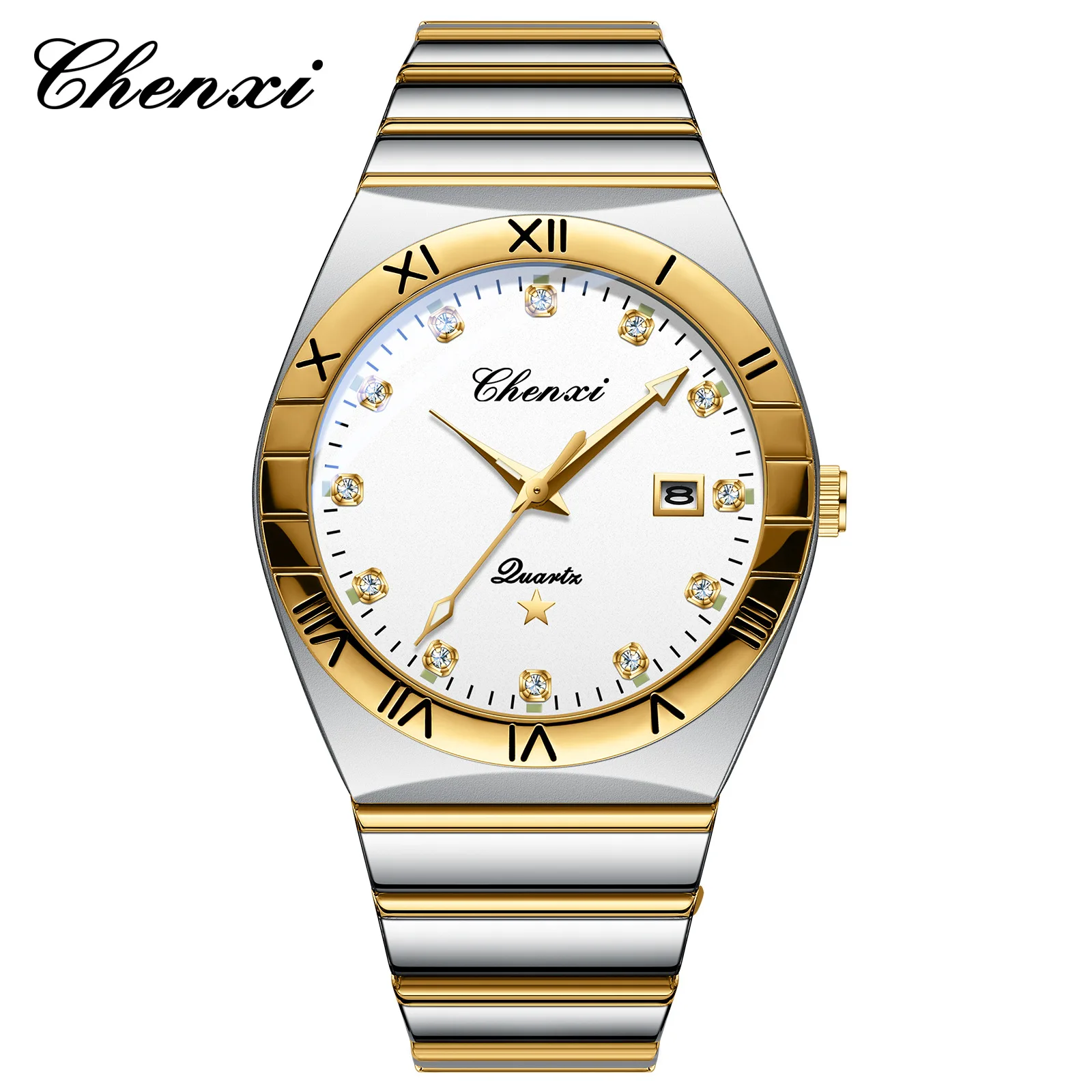 

Fashion Chenxi CX-640 Top Brand Men's Watches Luxury Couple Lovers Quartz Luminous Full Stainless Steel Clock Relogio Masculino