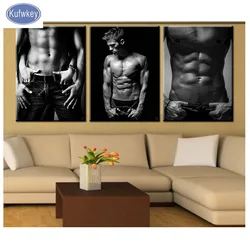 Sexy Men Diamond embroidery,3pcs,5d diamond painting full drill square,muscle portrait,Cross Stitch christmas decor for home