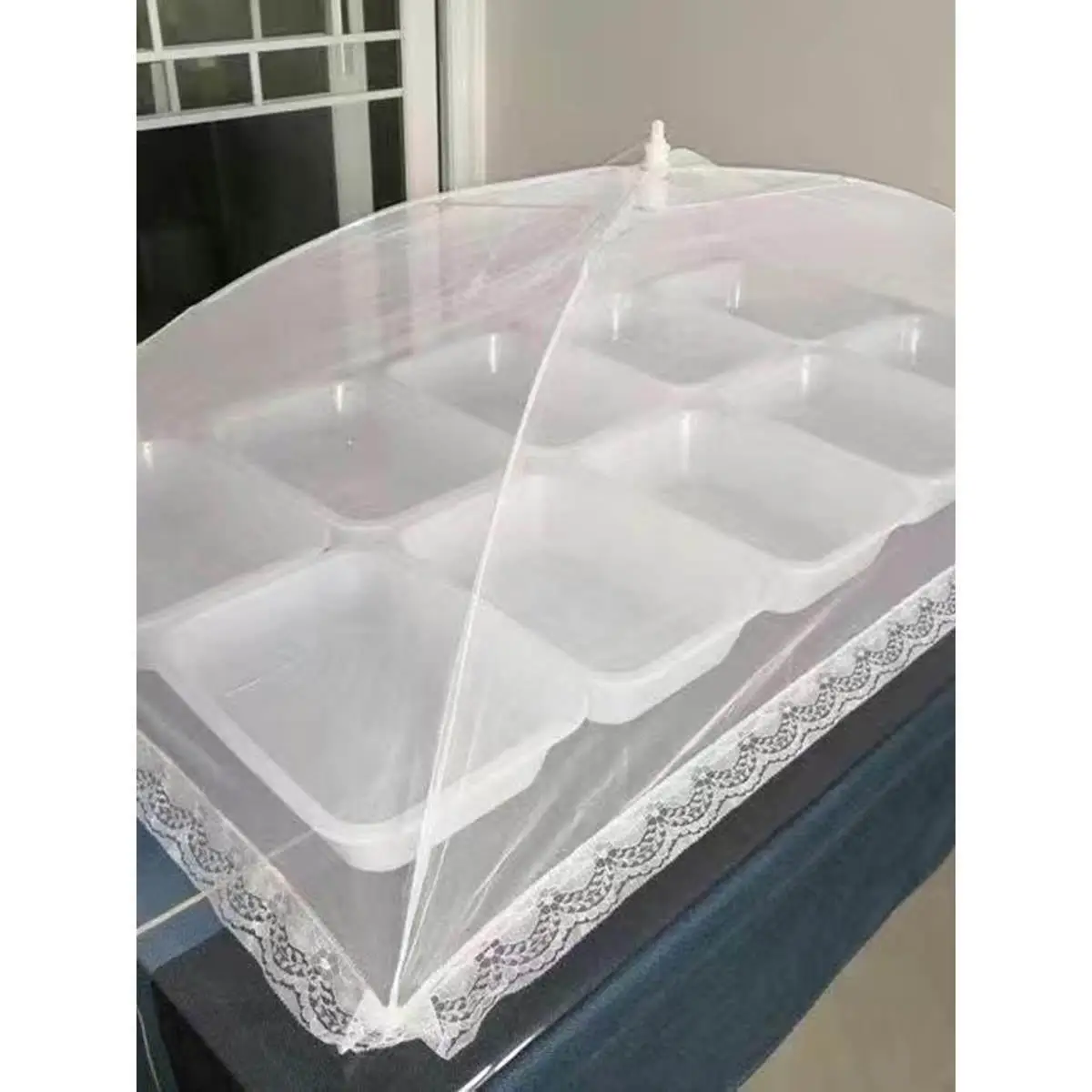 Large Rectangular White Fly Proof Food Cover Mesh Tablecloth Anti Mosquito Home Dining Meal Cover Foldable Kitchen Dustproof