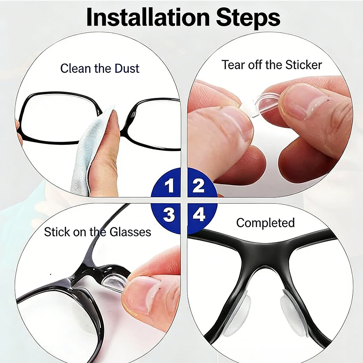 4/10 Stück Nasenstützpolster aus Silikon, transparente Augenpolster-Aufkleber für Brillen, rutschfeste Nasenpads für Ray-Ban Meta Wayfarer – Detail 7